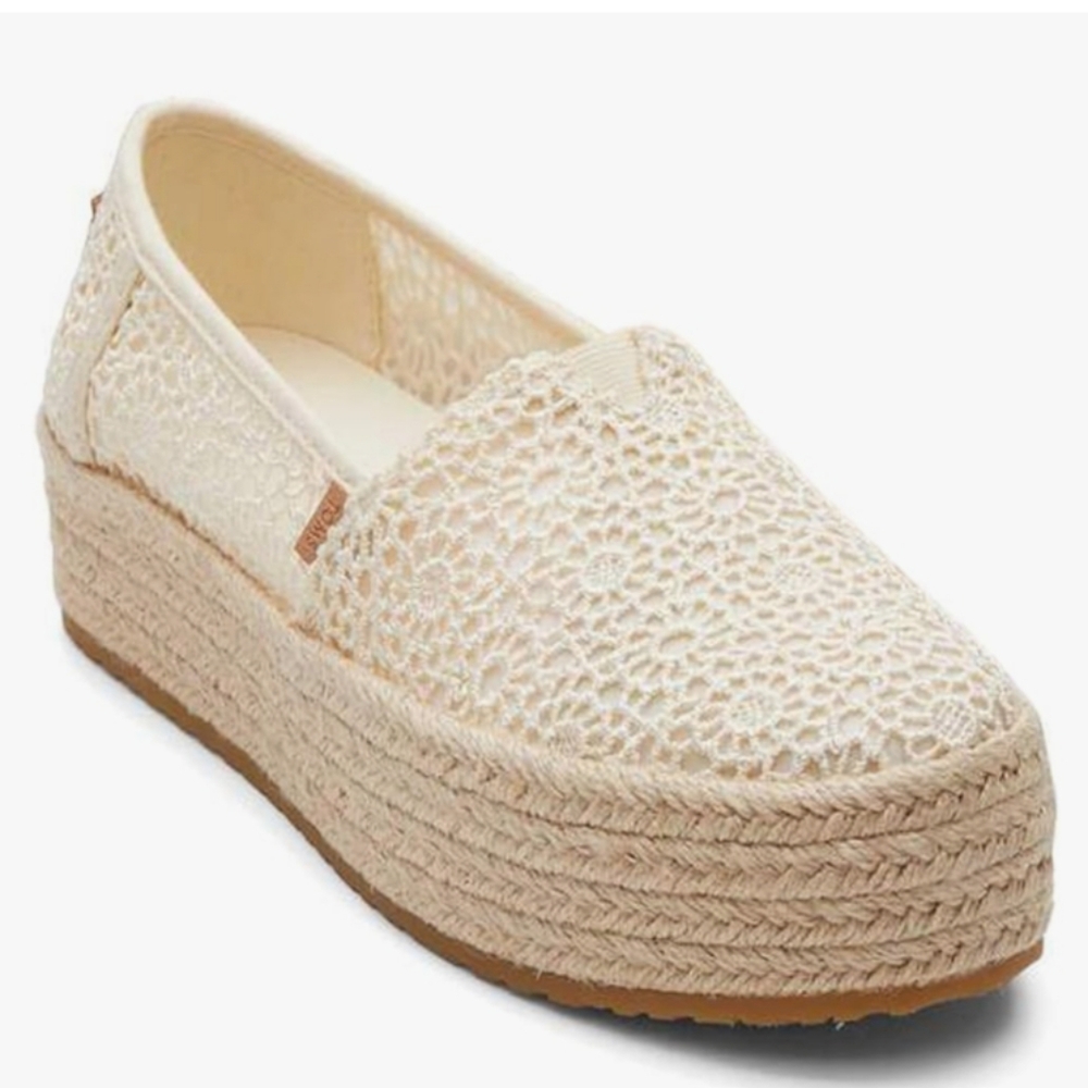 Toms Cream Crochet Platform Espadrilles - Picture 2 of 10
